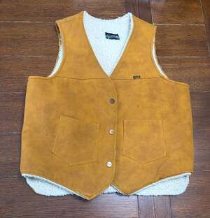 Vintage Wrangler Western Faux Suede Sherpa Lined Button Front Vest